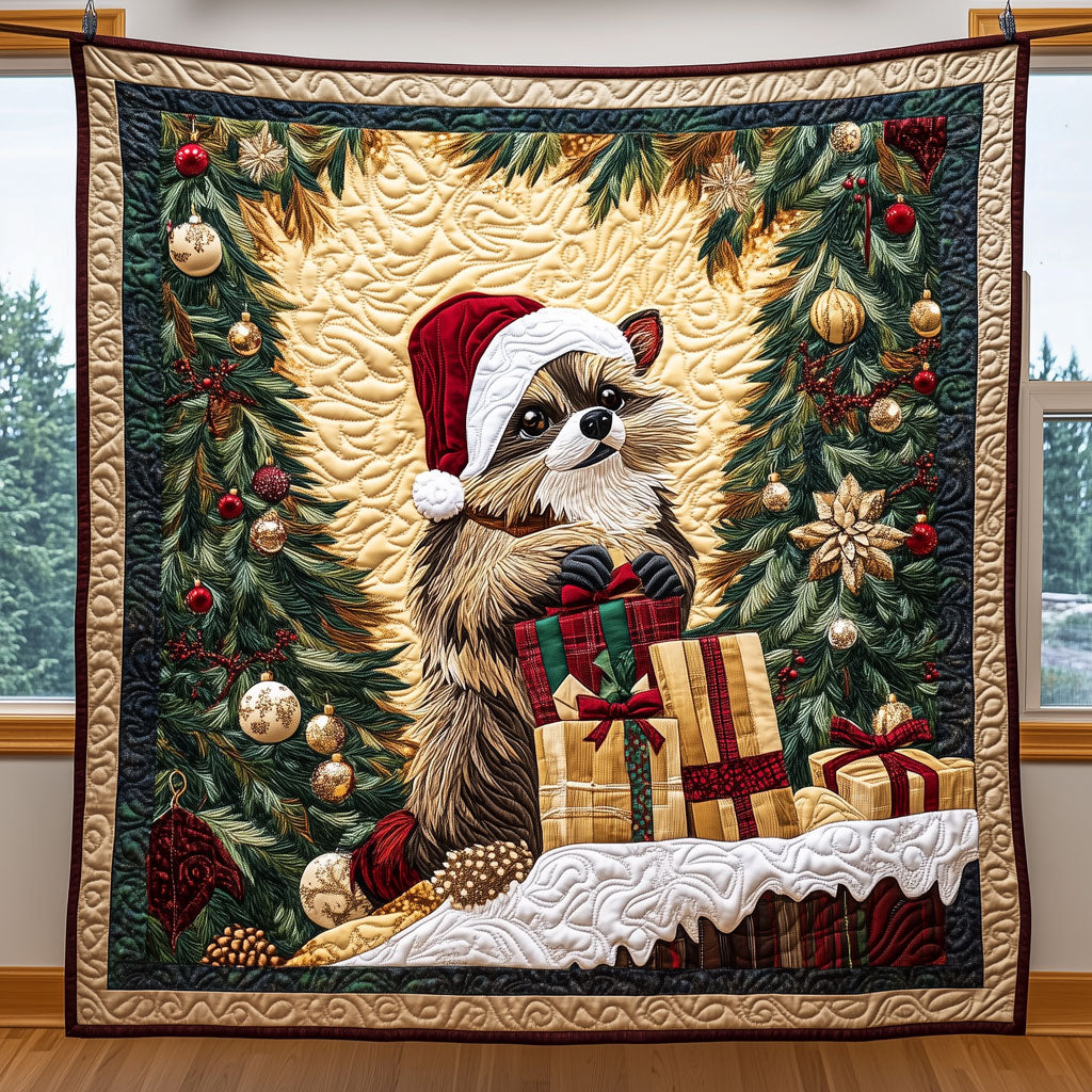 Cozy Racoon With A Festive Spirit Quilt Comfortable Quilt Blanket That Everyone Will Love(1)