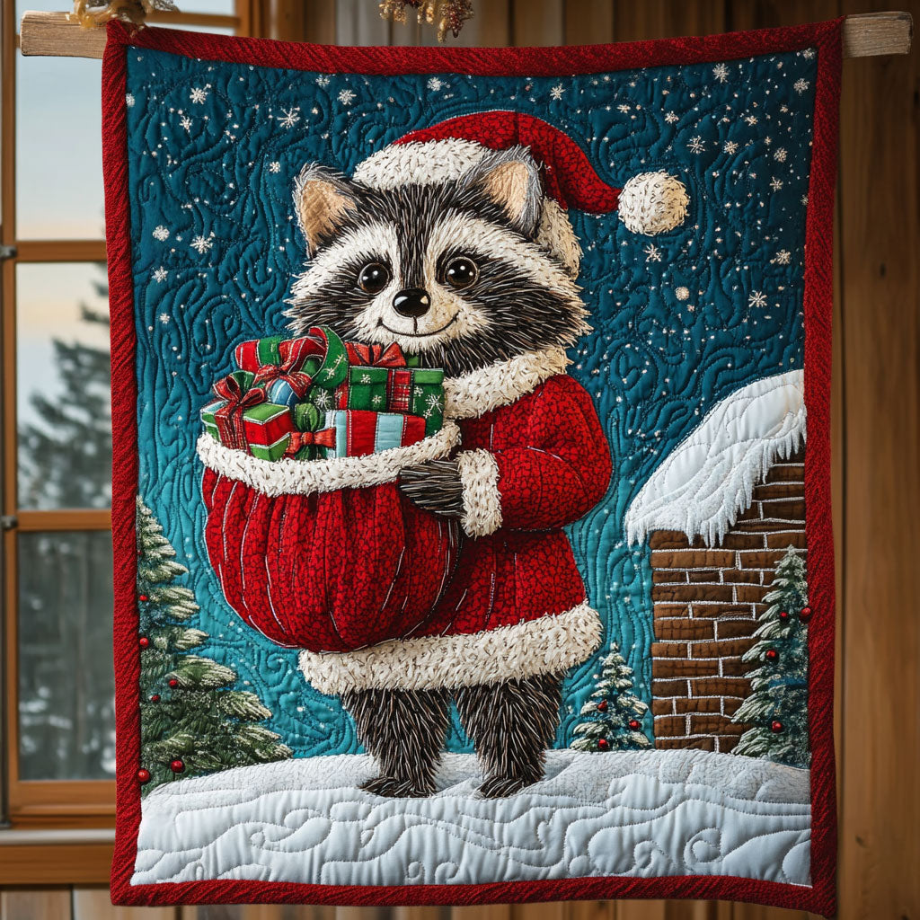 Cozy Racoon With A Festive Spirit Quilt Comfortable Quilt Blanket That Everyone Will Love