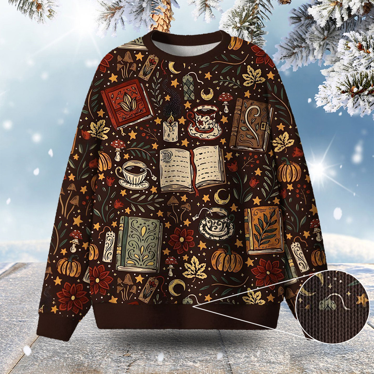 Cozy Reading Unisex Ugly Christmas Sweater Winter Clothing Gifts For Book Girl
