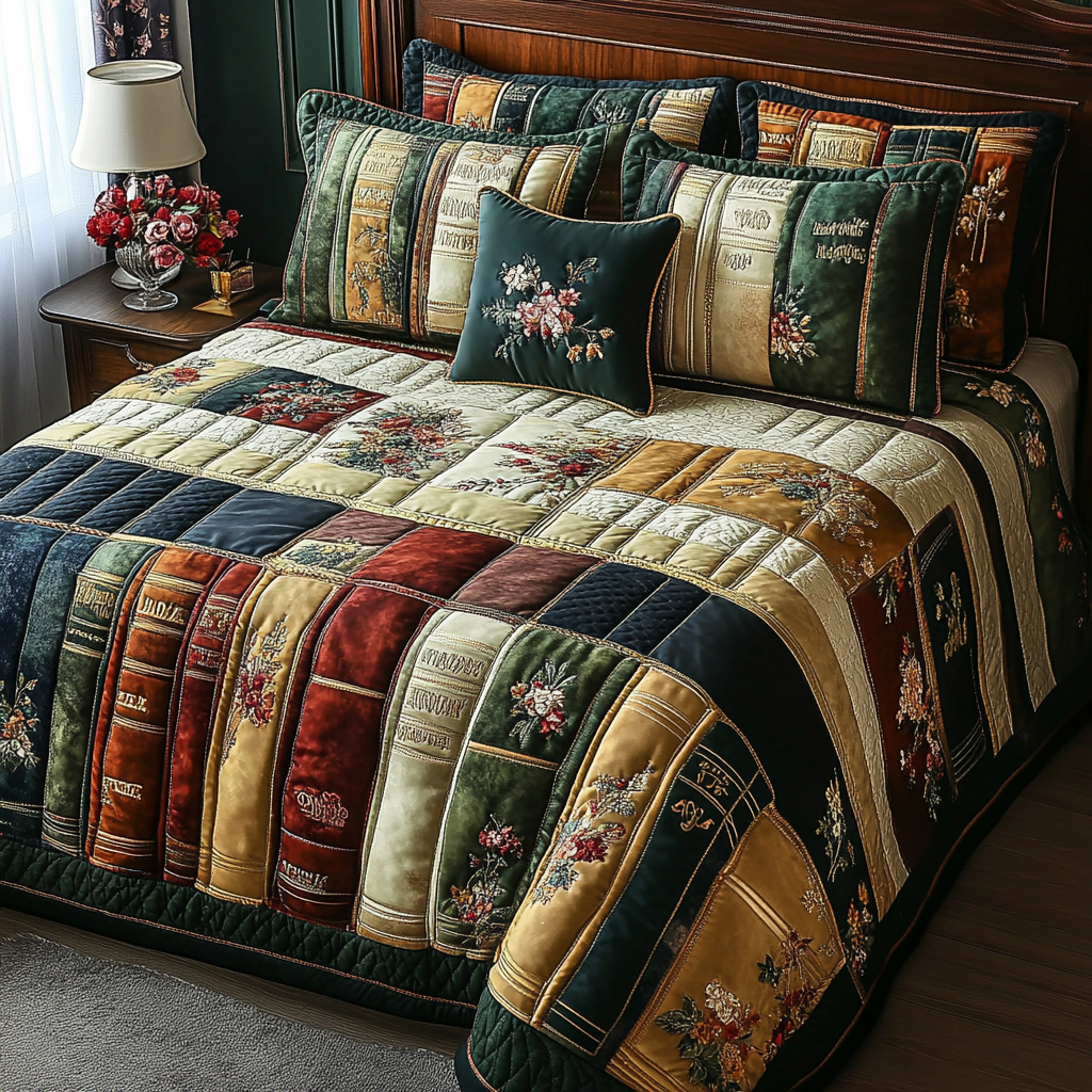 Cozy Reads Quilted Bedding Set Bed Decorations Gift Ideas For Book Lovers