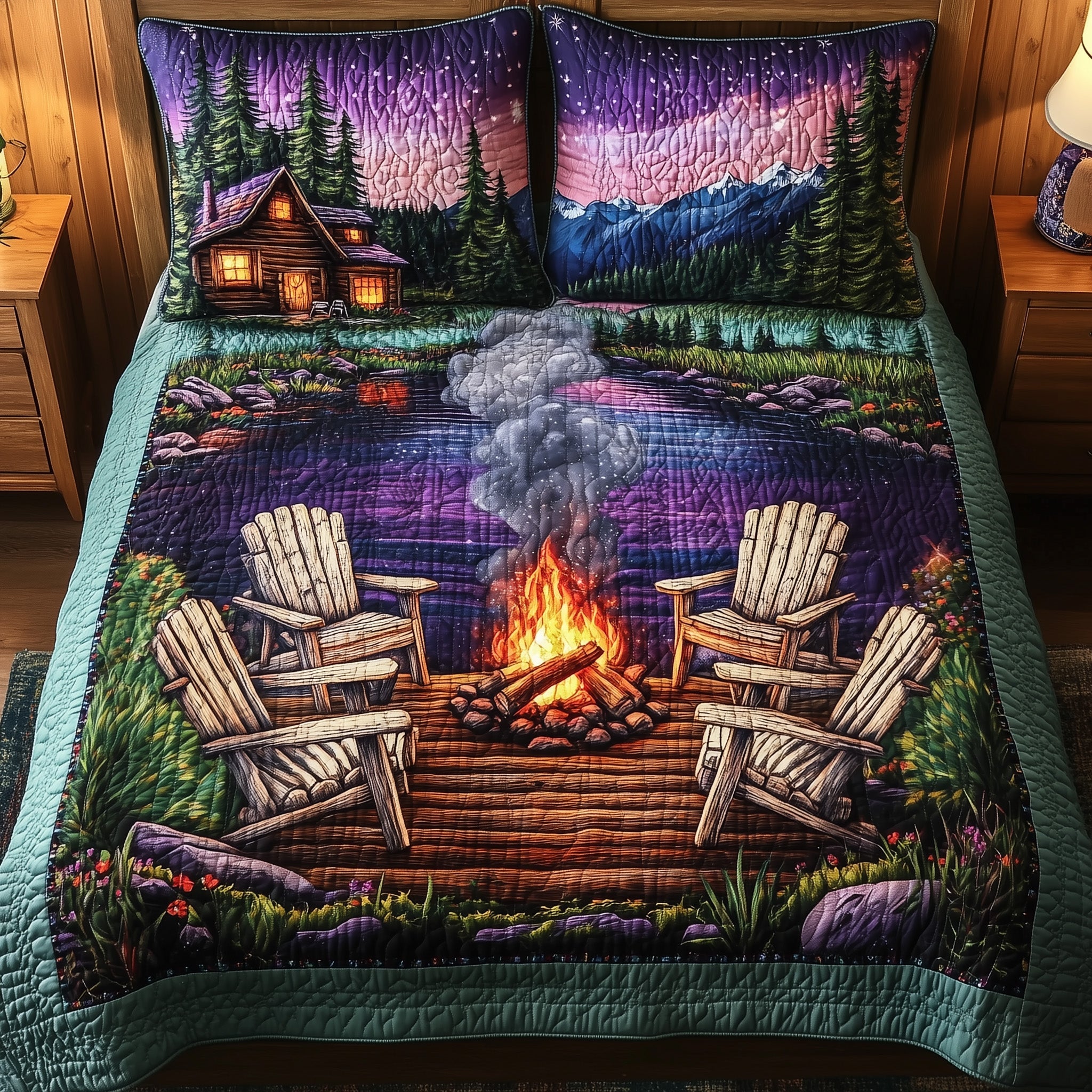 Cozy Retreat Quilted Bedding Set Duvet Cover Bedspread Camping Gifts For Girlfriend