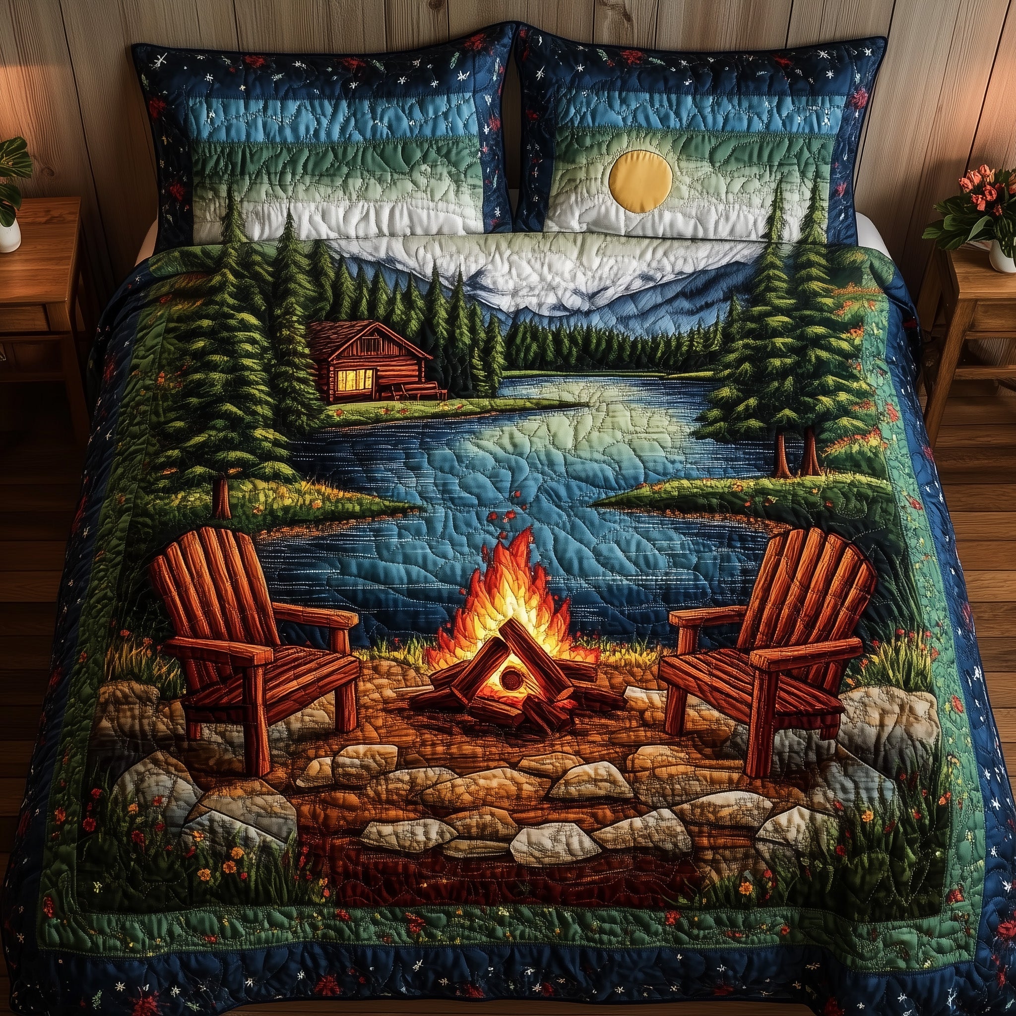 Cozy Retreat Quilted Bedding Set Duvet Cover Bedspread Camping Gifts For Him