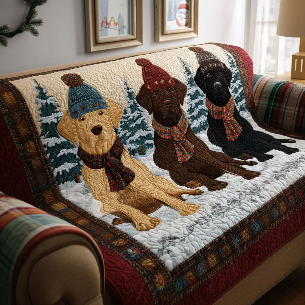Cozy Retriever Quilted Sofa Cover Holiday Couch Covers Christmas Gifts For Dog Owners