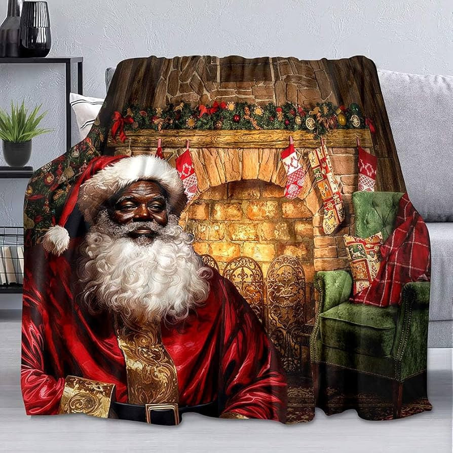 Cozy Santa By The Fireplace - Personalized Christmas Blanket - Secret Santa Gifts Funny Ideas