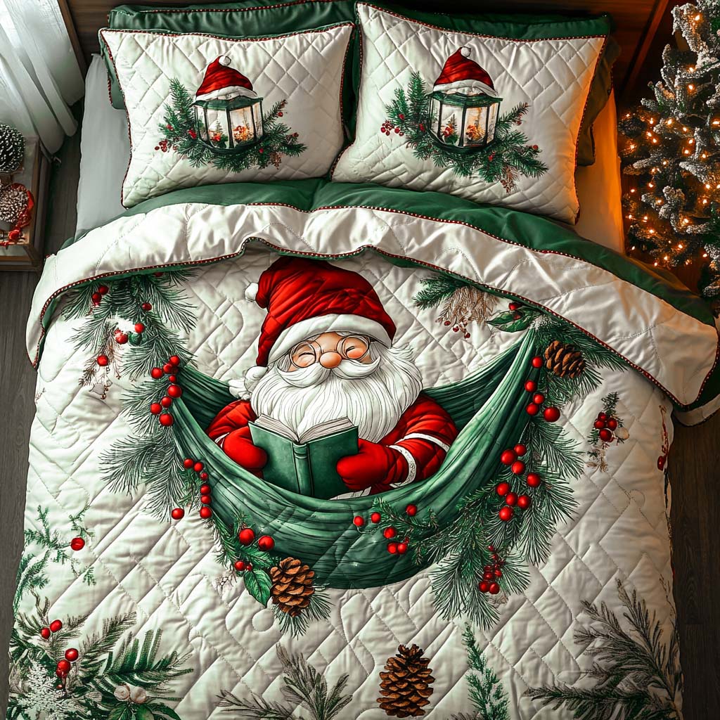 Cozy Santa Spirit Quilted Bedding Set Xmas Duvet Sets Family Xmas Ideas