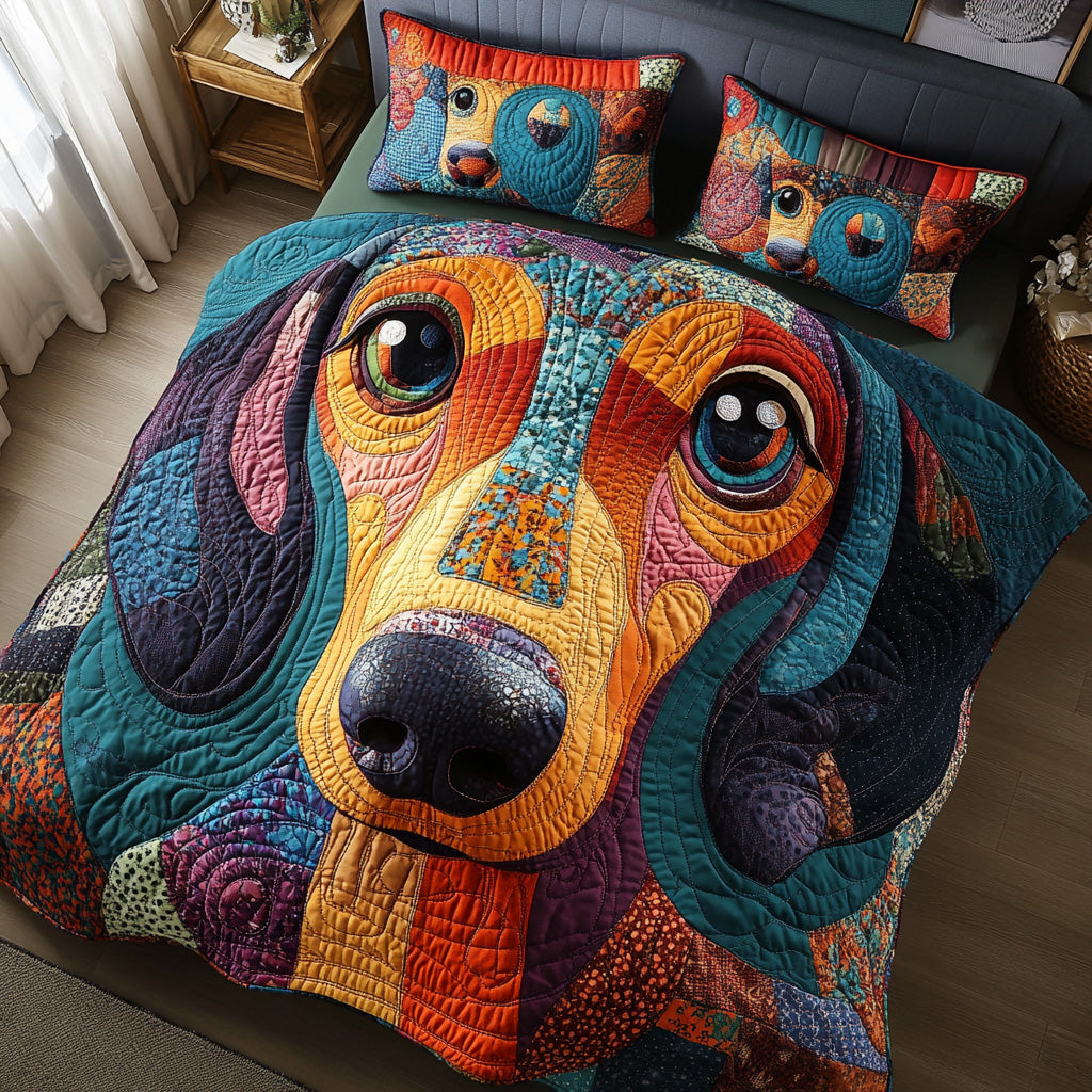 Cozy Sausage Quilted Bedding Set Best Bed Sheet Set Sausage Dog Christmas Presents