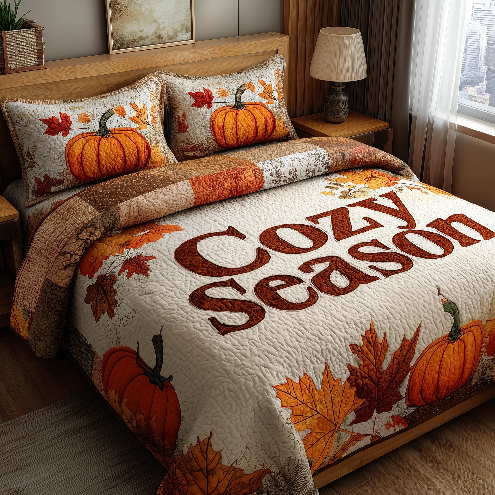Cozy Season Quilted Bedding Set Duvet Cover Bedspread Cool Fall Gifts