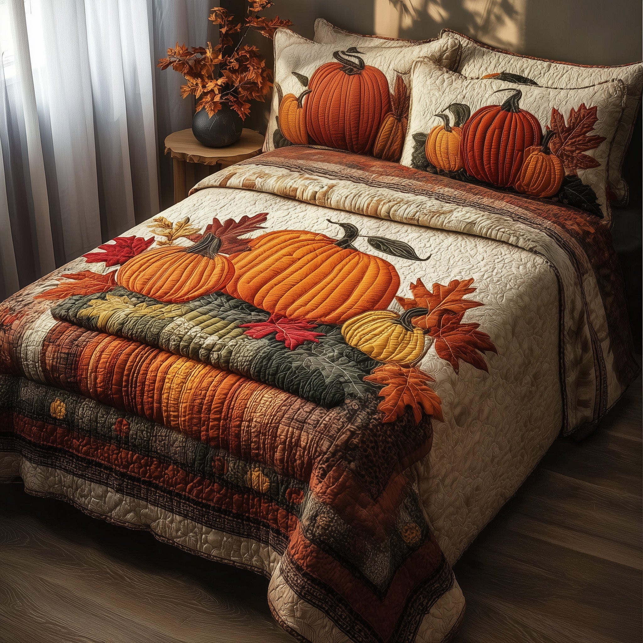 Cozy Season Quilted Bedding Set Duvet Cover Bedspread Cute Fall Gift Ideas
