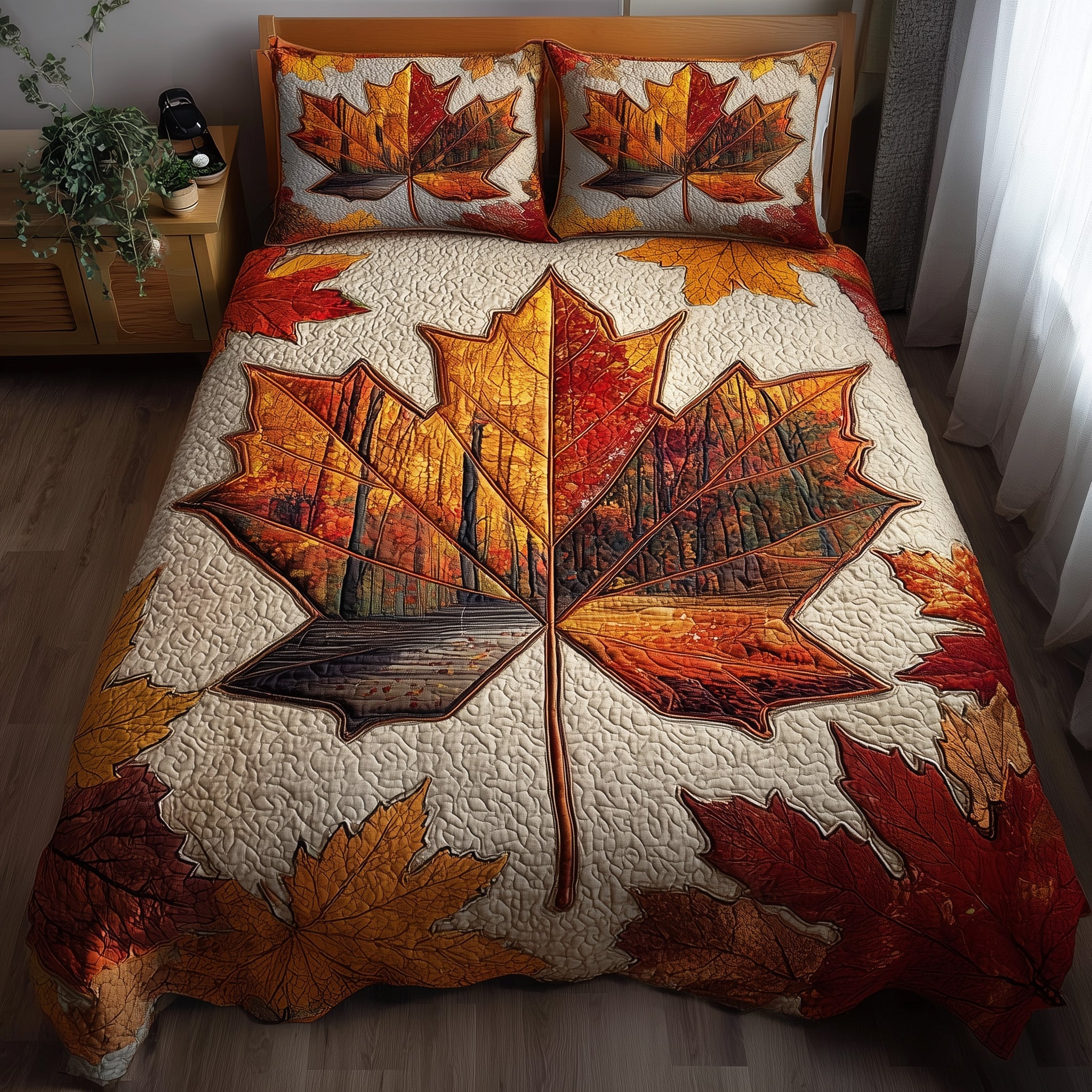 Cozy Season Quilted Bedding Set Duvet Cover Bedspread Gifts For Autumn Lovers