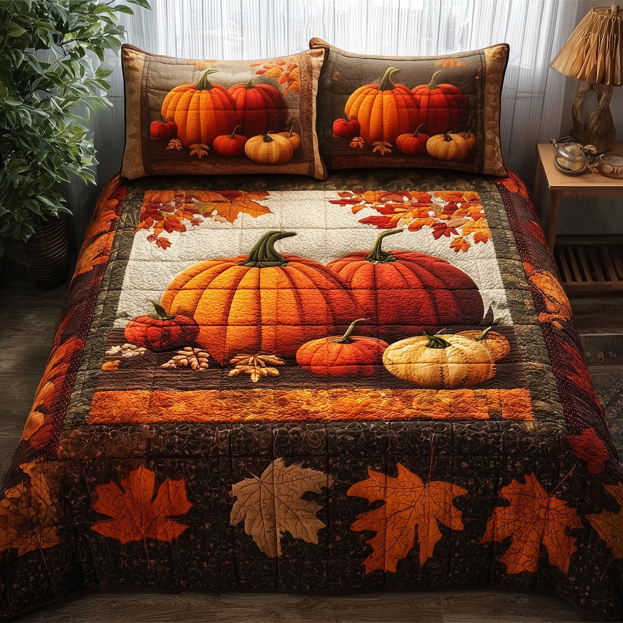 Cozy Season Quilted Bedding Set Floral Print