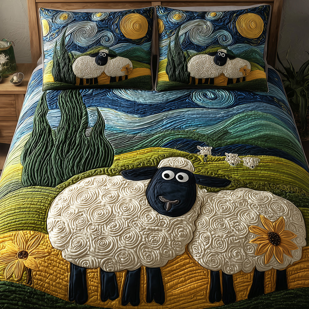 Cozy Sheep Quilted Bedding Set Best Bed Sheet Set Gifts For Sheep Lovers
