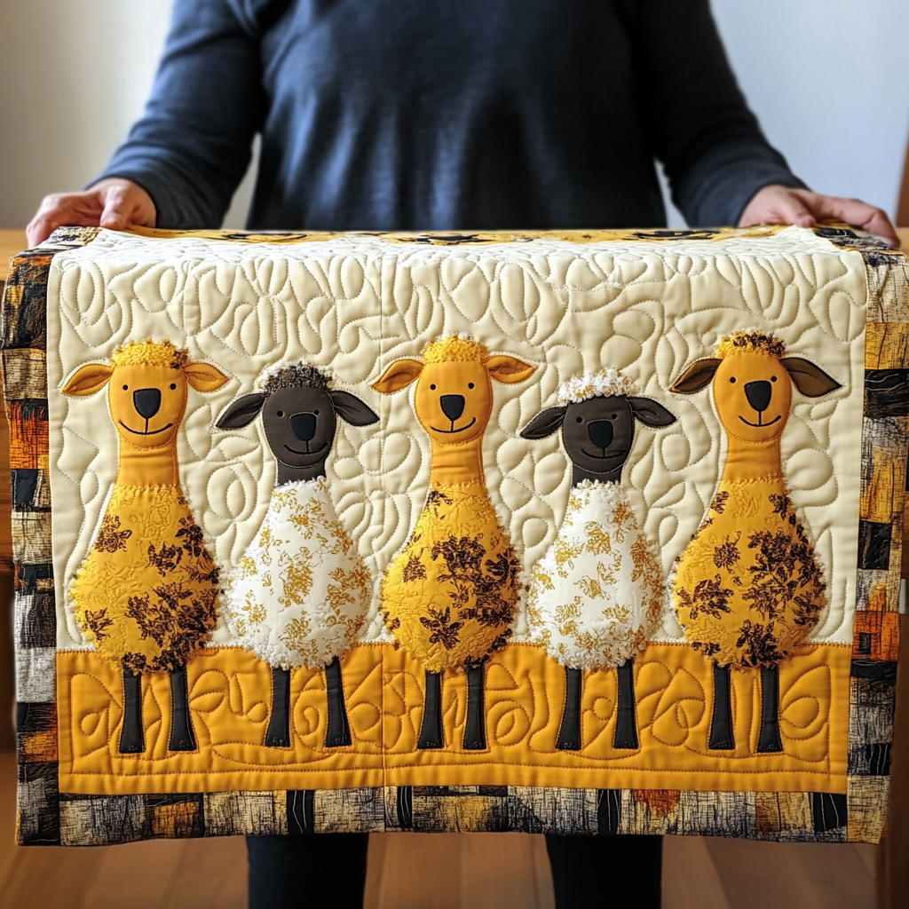 Cozy Sheep Quilted Table Runner Dining Room Table Decor Gifts With Sheep Themes
