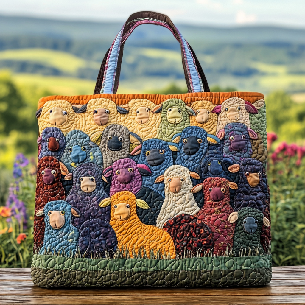 Cozy Sheep Quilted Tote Bag Novelty Sheep Gifts