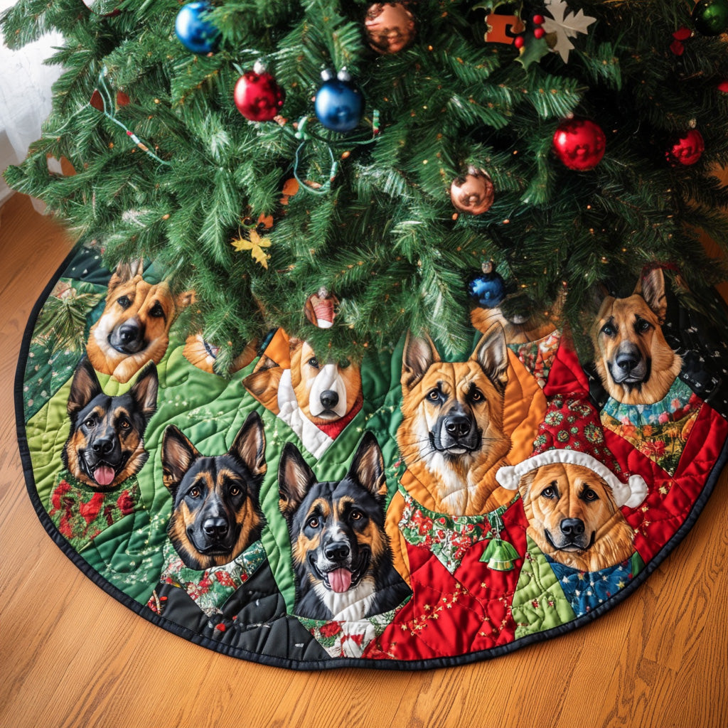 Cozy Shepherd Magic Quilted Christmas Tree Skirt Must Have Holiday Merch for Christmas Decor