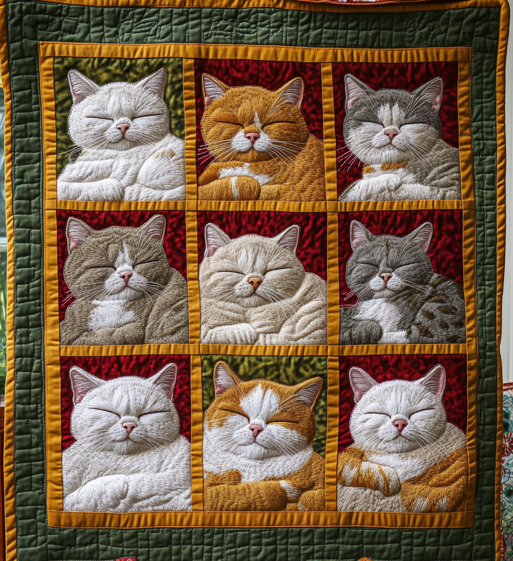 Cozy Sleeping Quilted Blanket Novelty Gifts For Cat Lovers