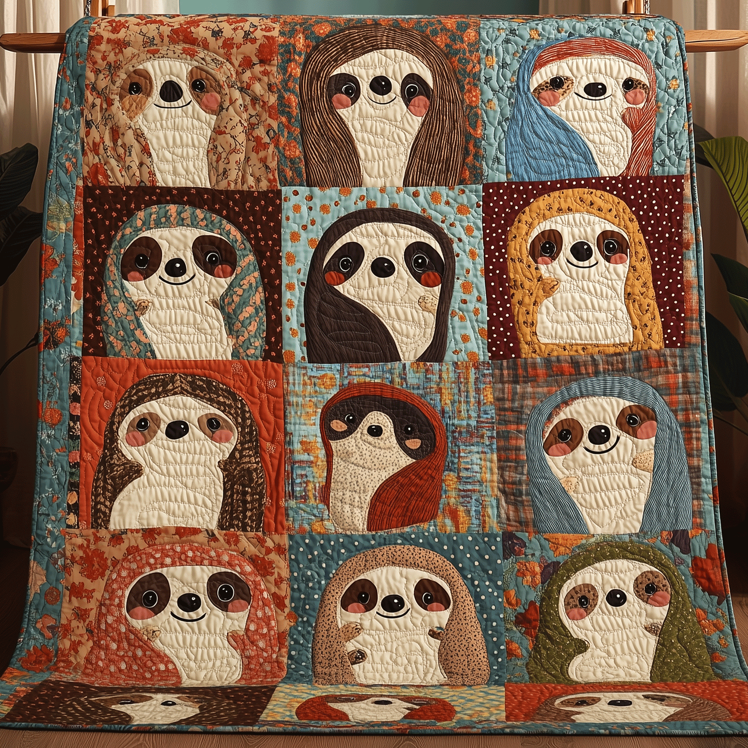 Cozy Sloth Friends Quilted Blanket Sloth Gift Idea
