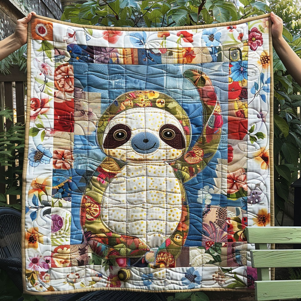 Cozy Sloth Haven Quilted Blanket Gifts For Sloth Lovers