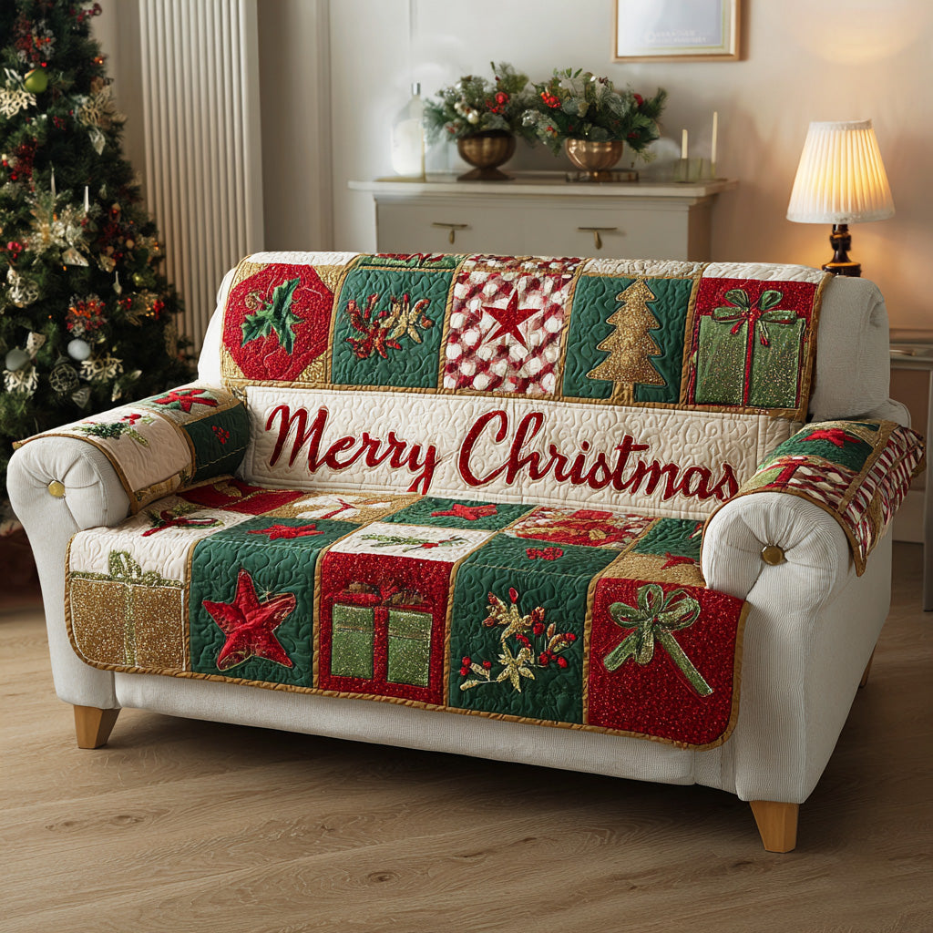 Cozy Snow Eve Quilted Sofa Cover Christmas Family Room Decor Family Present Ideas