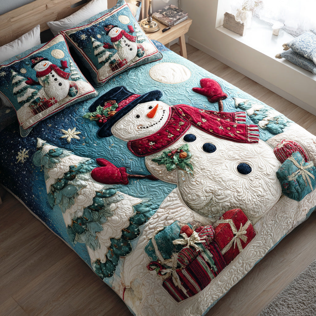 Cozy Snow Harmony Quilted Bedding Set Holiday Duvet Covers Stocking Stuffers For Adults