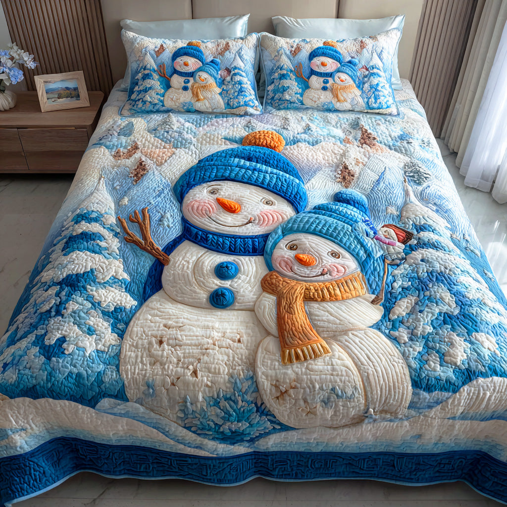 Cozy Snow Harmony Quilted Bedding Set Warm and Breathable Bedding Set for All Seasons