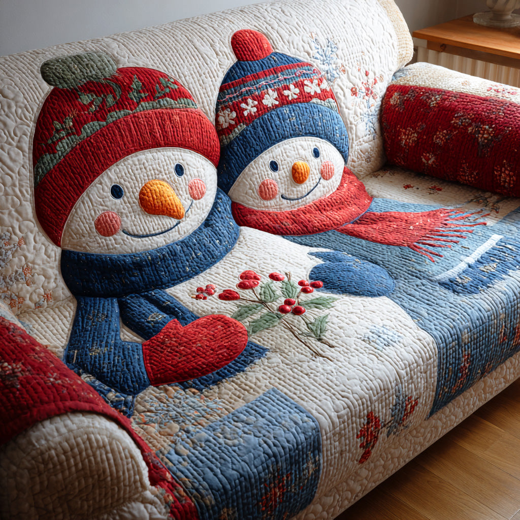 Cozy Snow Harmony Quilted Sofa Cover Christmas Living Decor Presents For Grandma