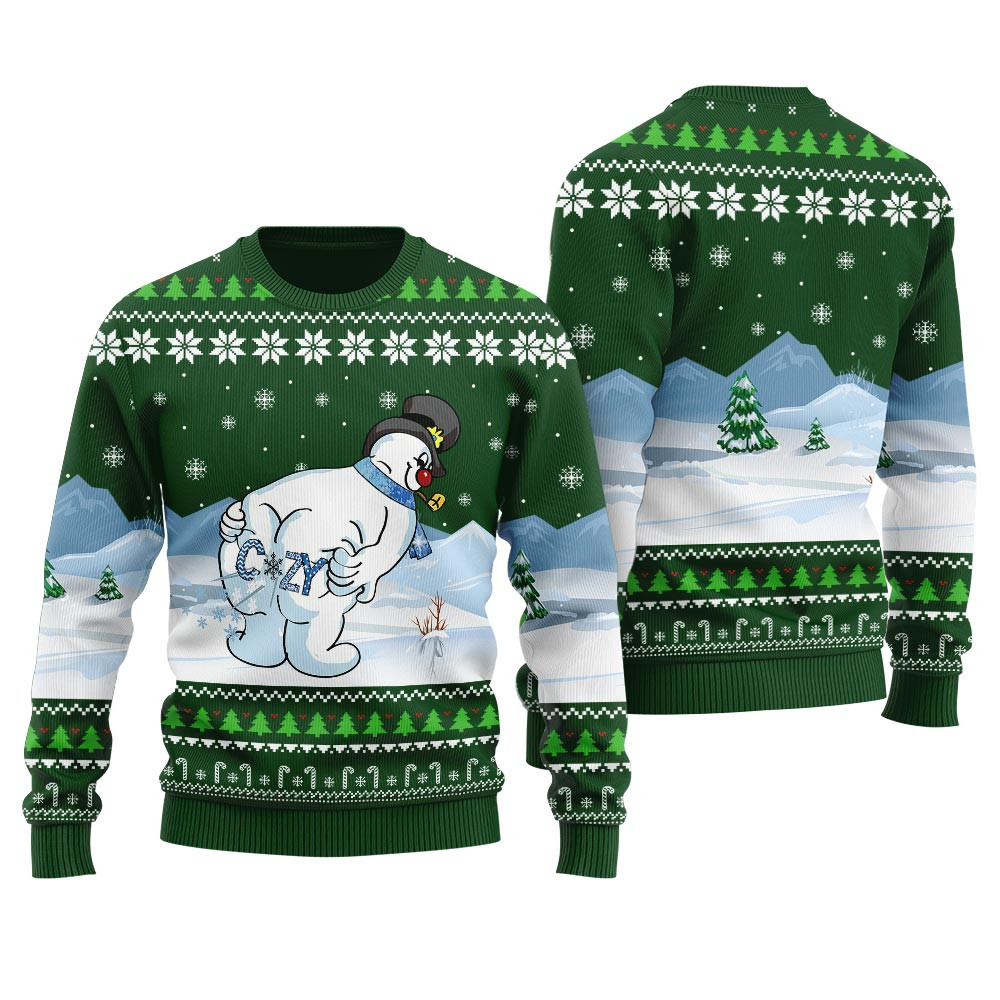 Cozy Snowman Merry Christmas Ugly Sweaters For Adult Custom Holiday Sweater Merch That Warms the Heart