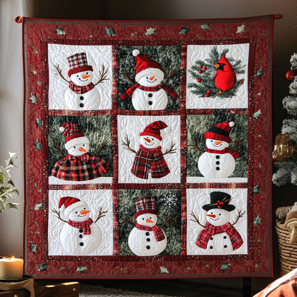 Cozy Snowman Quilted Blanket Winter Blanket Holiday Gifts For Grandma