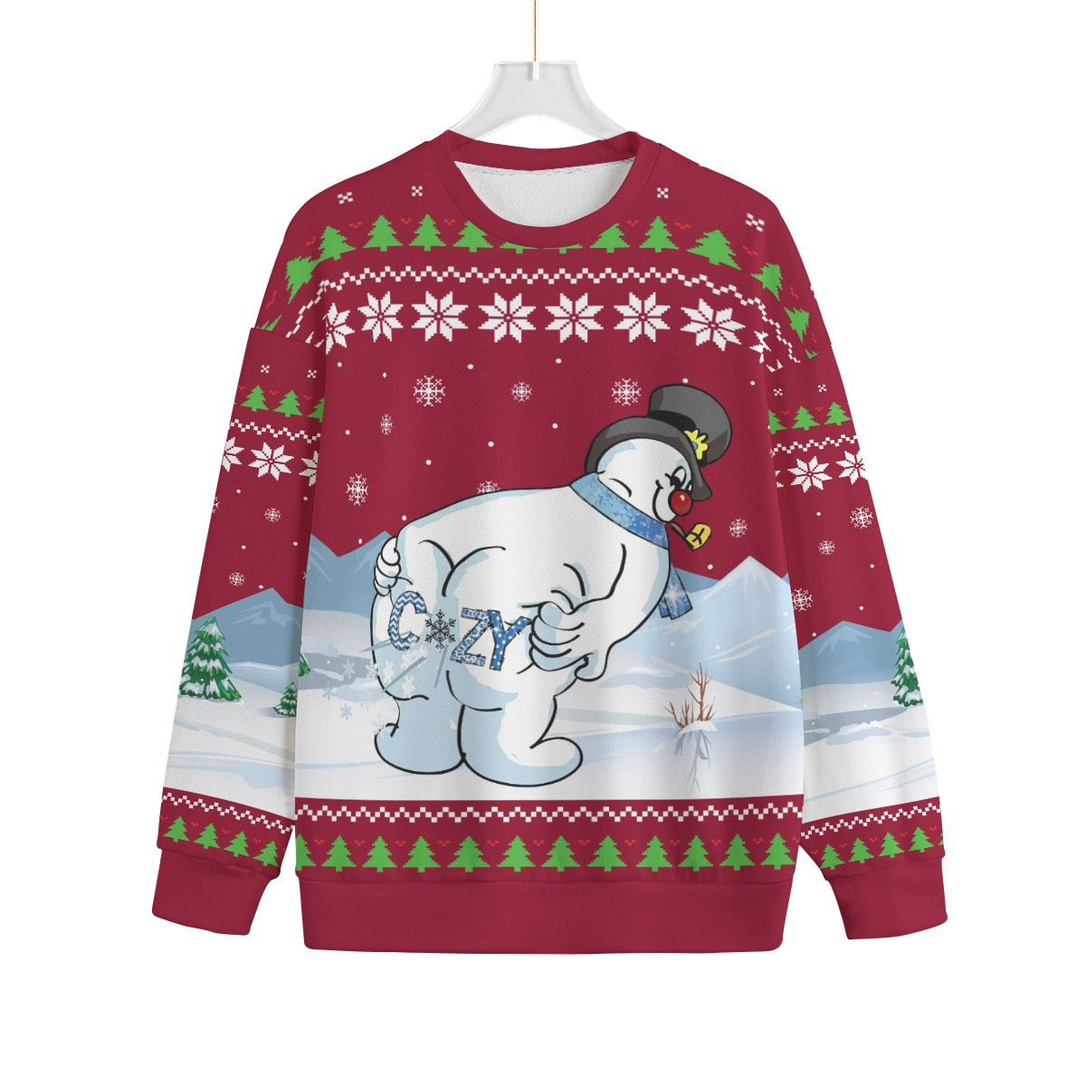 Cozy Snowman Womens Plus Size Ugly Christmas Sweater Festive Sweatshirt for Christmas Celebrations