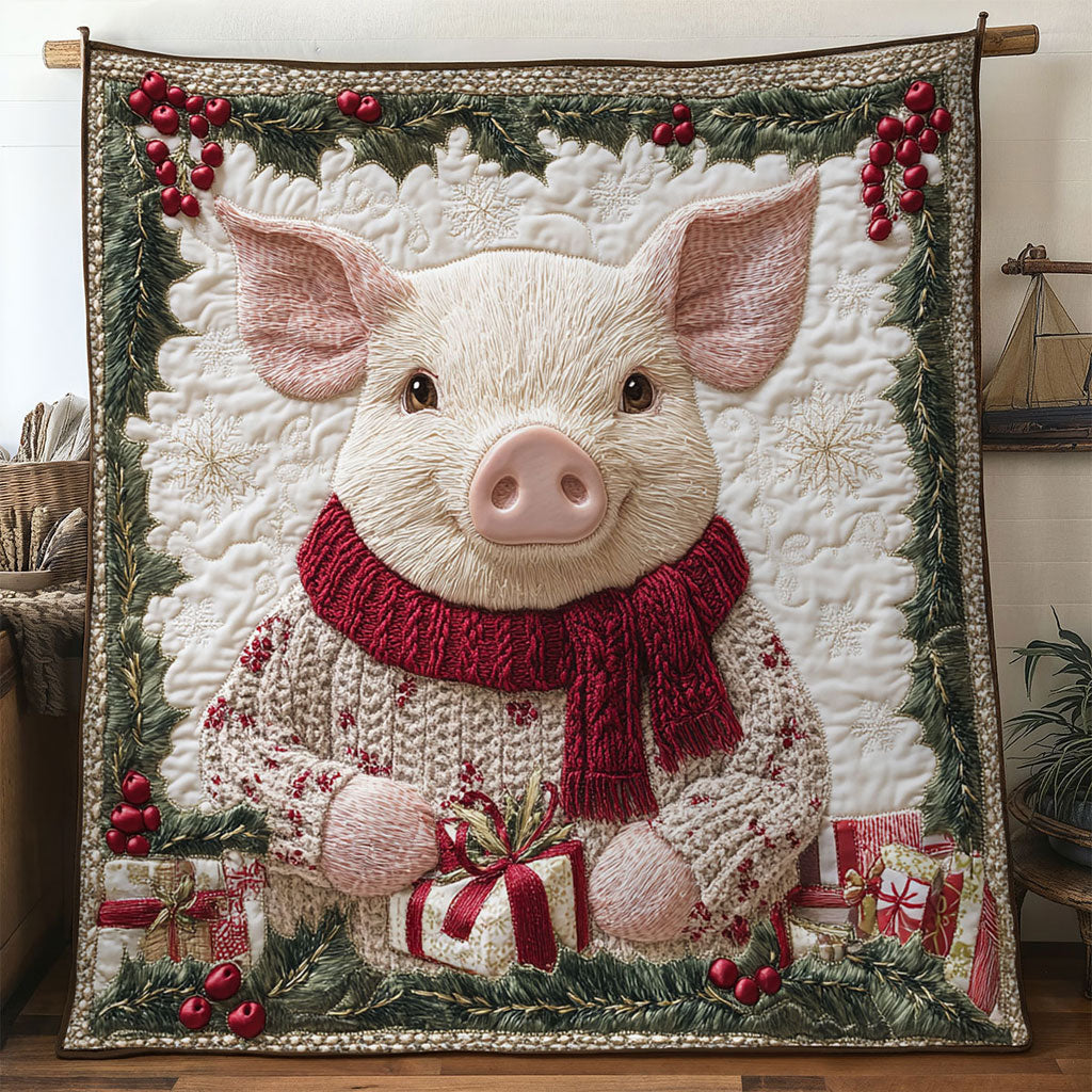 Cozy Sweater Pig Quilt Soft Quilt Blanket Gift to Warm Hearts