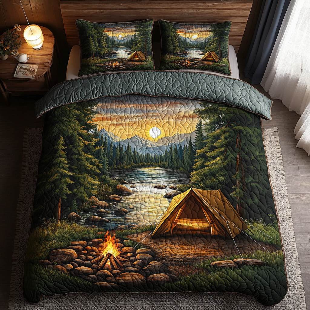 Cozy Tent Quilted Bedding Set Cool Bedroom Decor Unique Ralated Camping Gifts