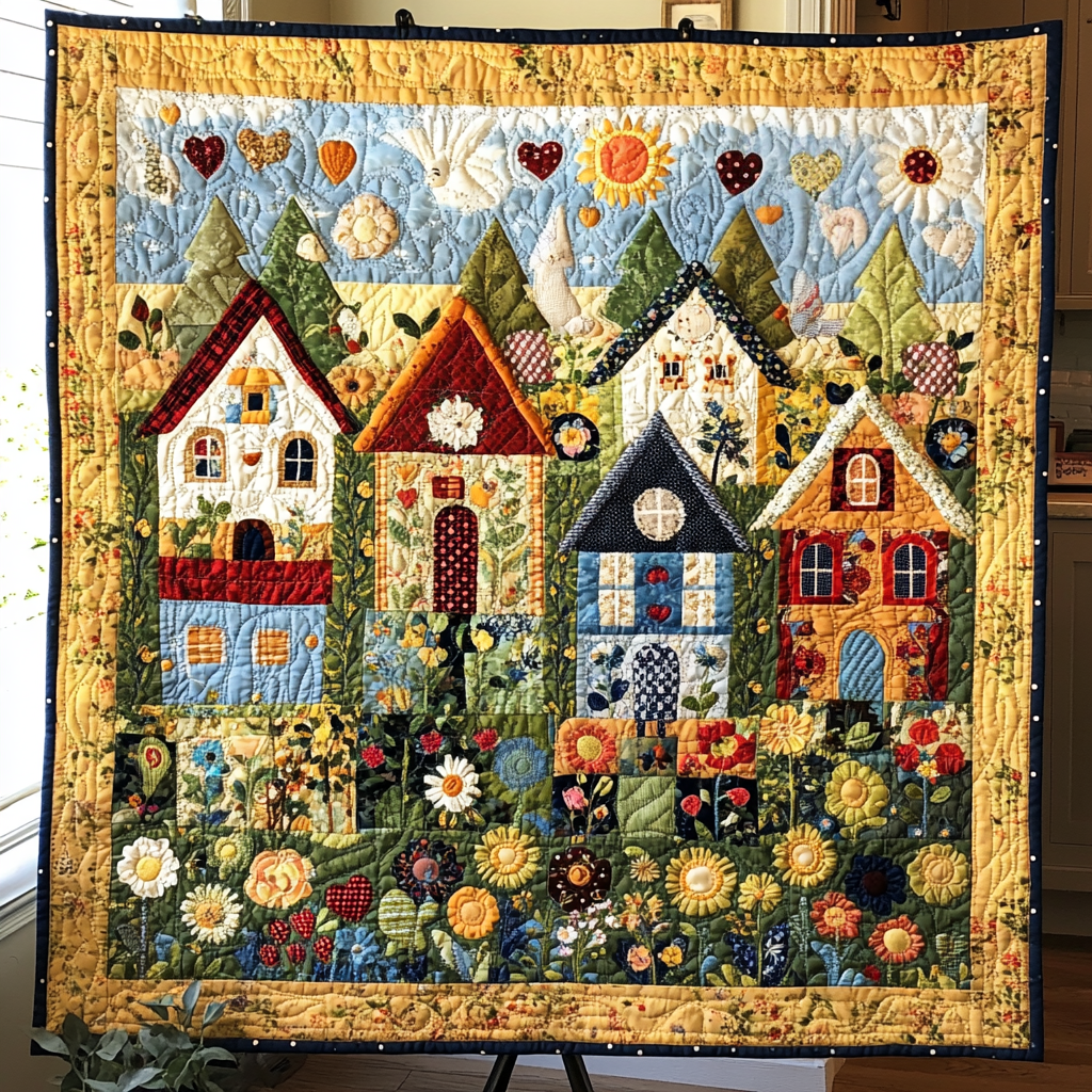 Cozy Town Quilted Blanket Home Bedding Decor Gift Ideas For Nature Lovers