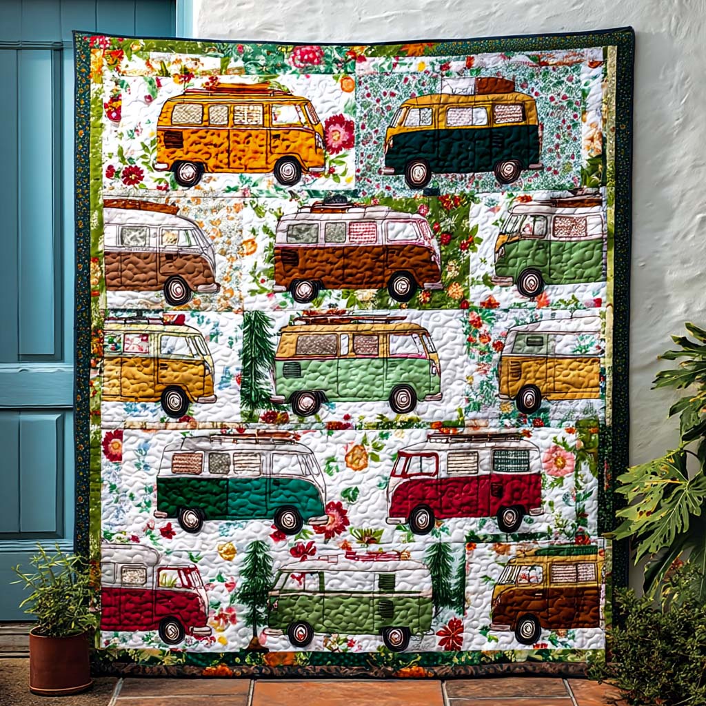 Cozy Travel Blooms Quilted Blanket Sofa Couch Throw Blanket Great Presents For Camping Lovers