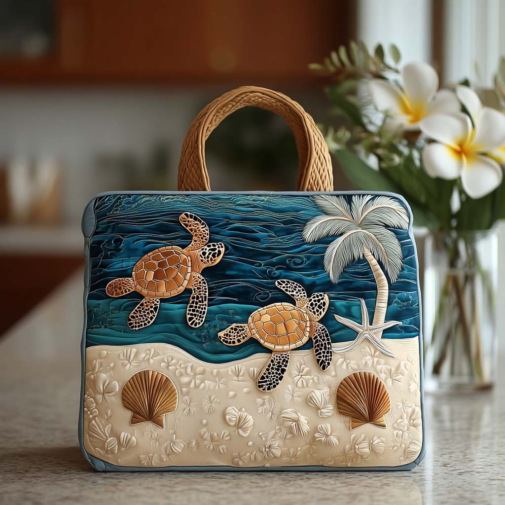 Cozy Turtle Days Quilted Tote Bag Beach Gifts For Men