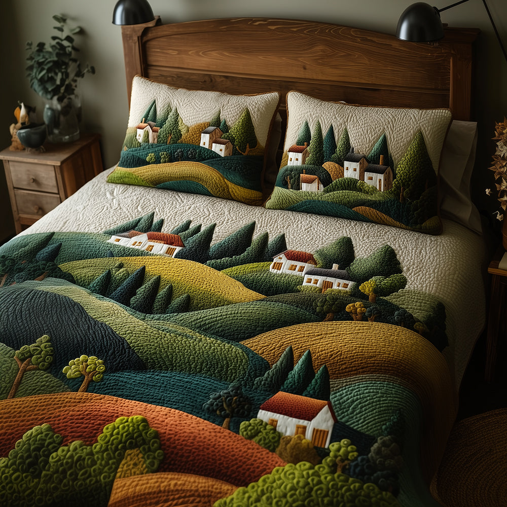 Cozy Village Quilted Bedding Set Cool Bedroom Decor Gifts For The Family Christmas