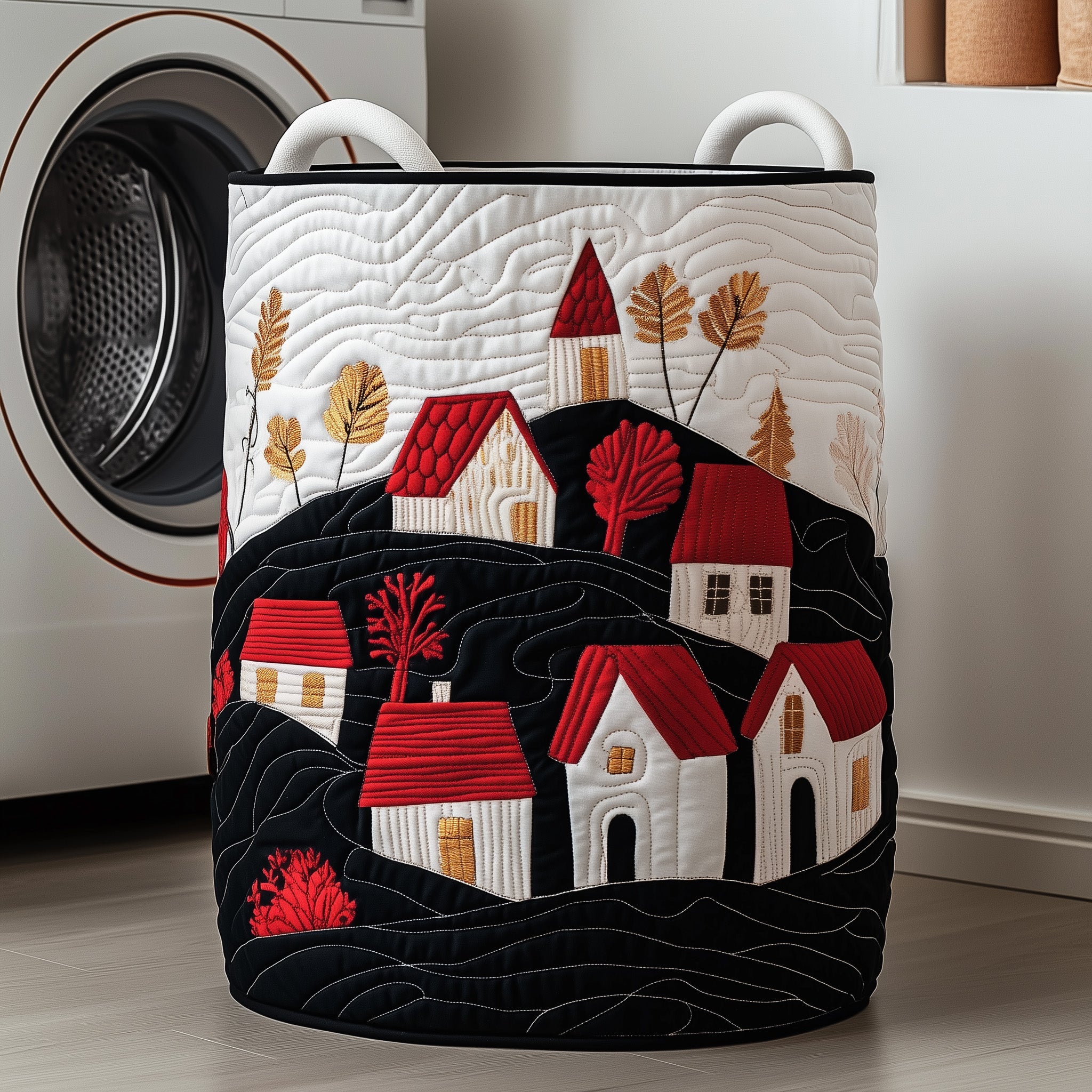 Cozy Village Quilted Laundry Basket Easter Merch Gift