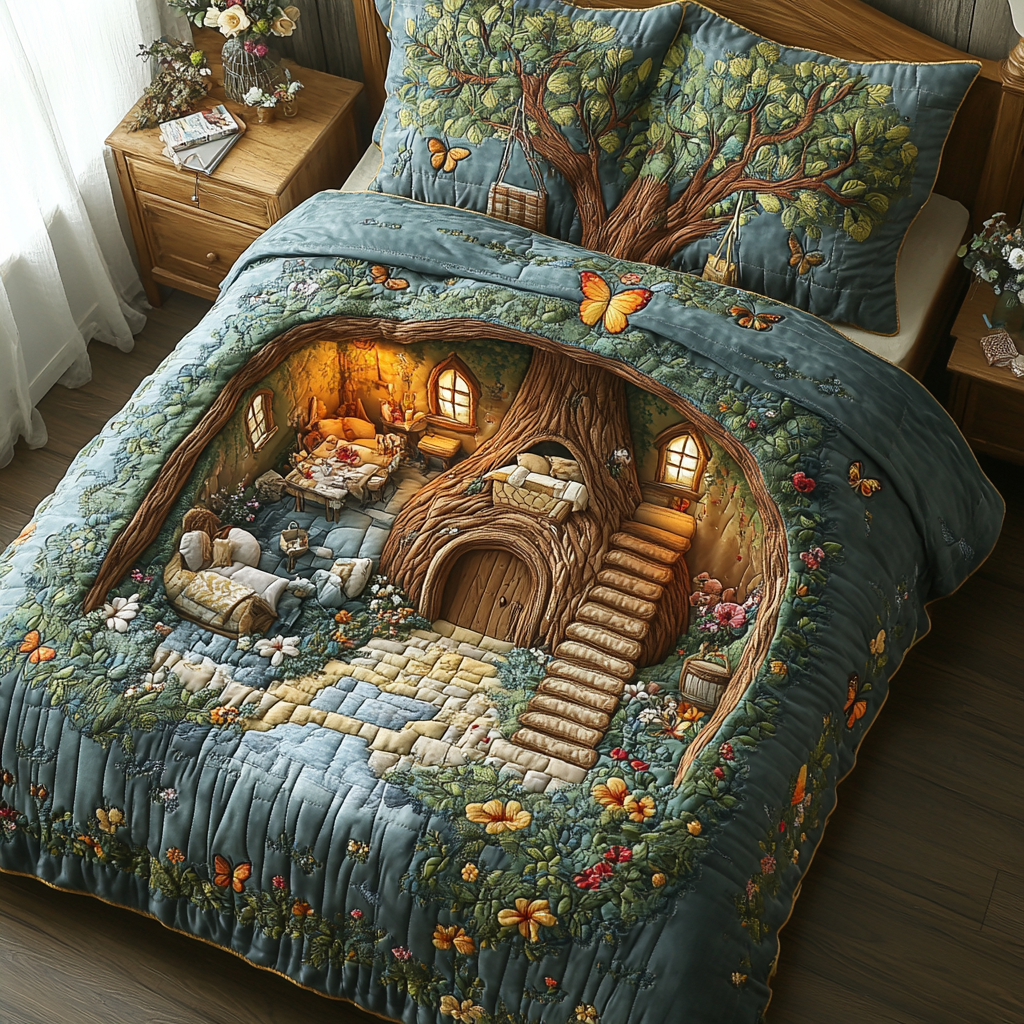Cozy Whimsy Quilted Bedding Set Bed Decor Gift Ideas For Nature Lovers