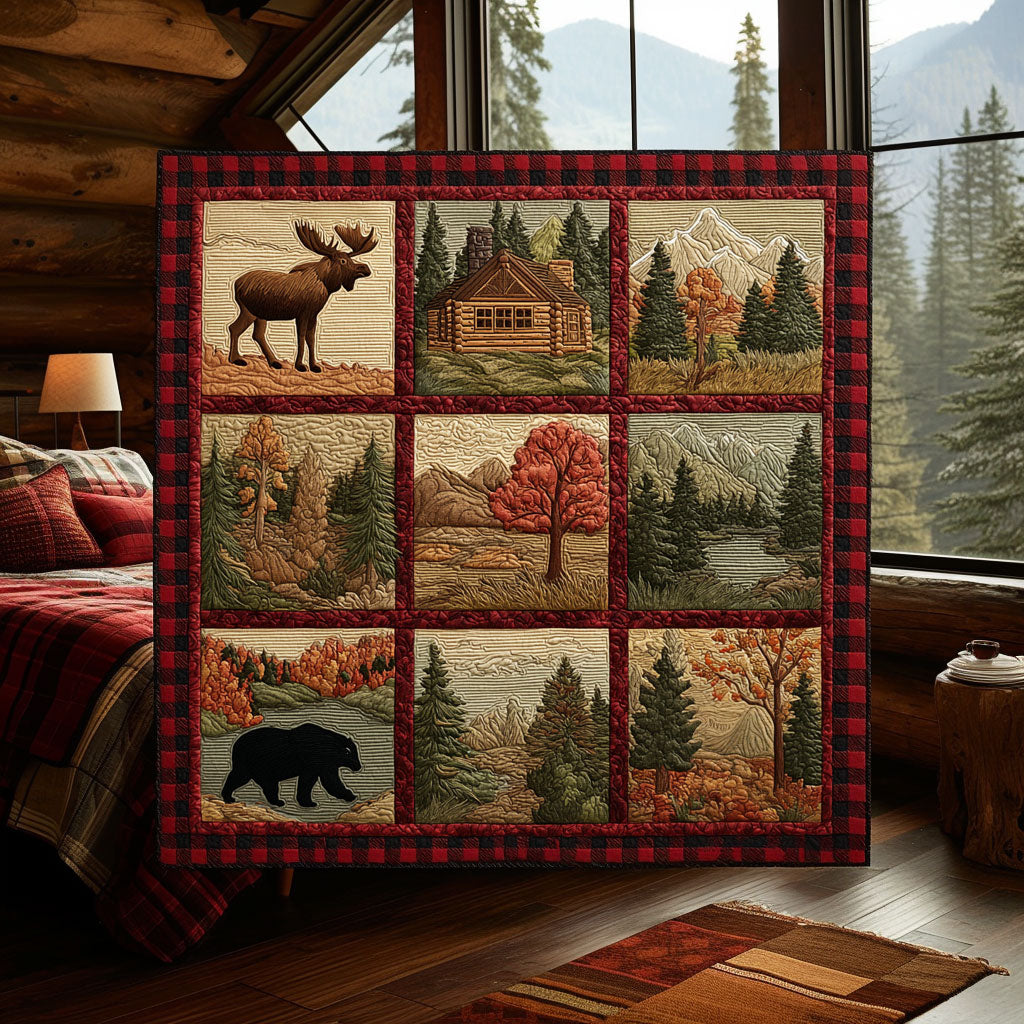 Cozy Wildlife Cabin Quilt Soft Quilt Blanket Gift to Warm Hearts