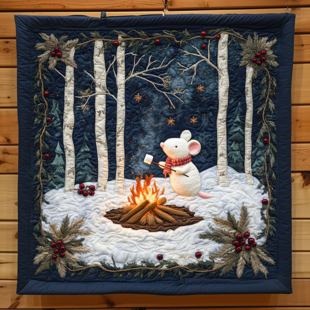 Cozy Winter Camping Nightout With White Mouse Quilt Thoughtful Holiday Gift Featuring Quilt Blanket