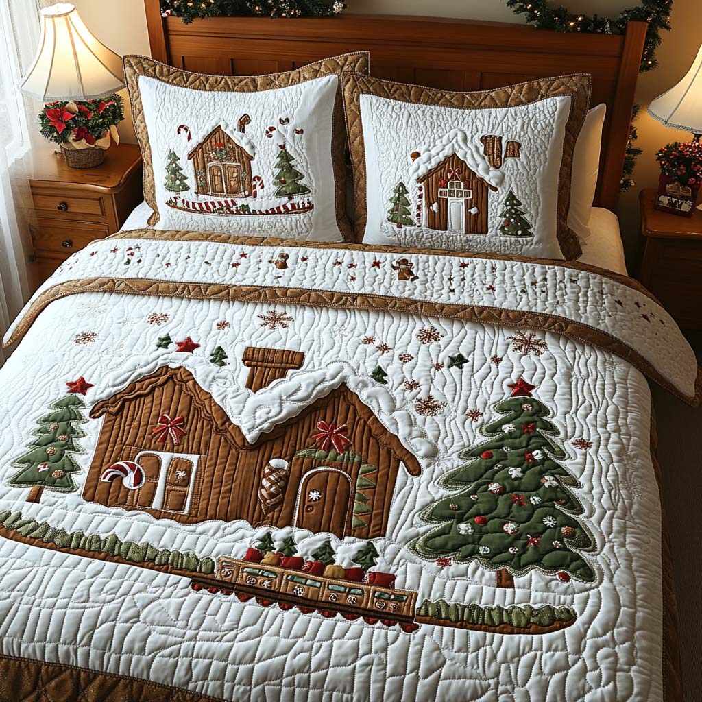 Cozy Winter Quilted Bedding Set Twin Comforter Sets Winter Themed Gift For Wife