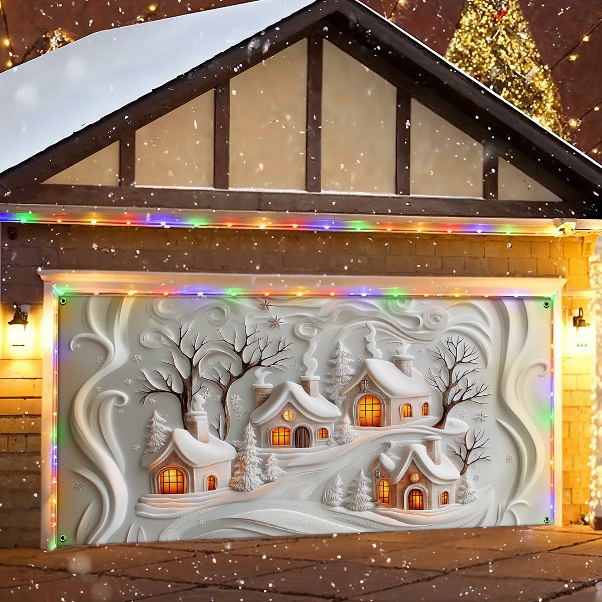 Cozy Winter Village Christmas Garage Door Banner Outside Decor Christmas Gift Ideas