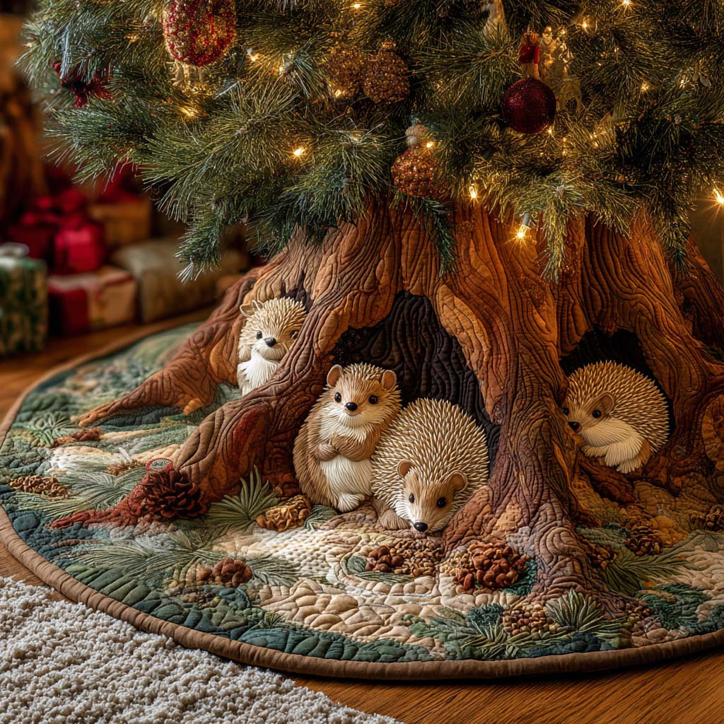 Cozy Woodland Christmas Quilted Tree Skirt Christmas Decor Hodges Hodge Lover Xmas Gifts