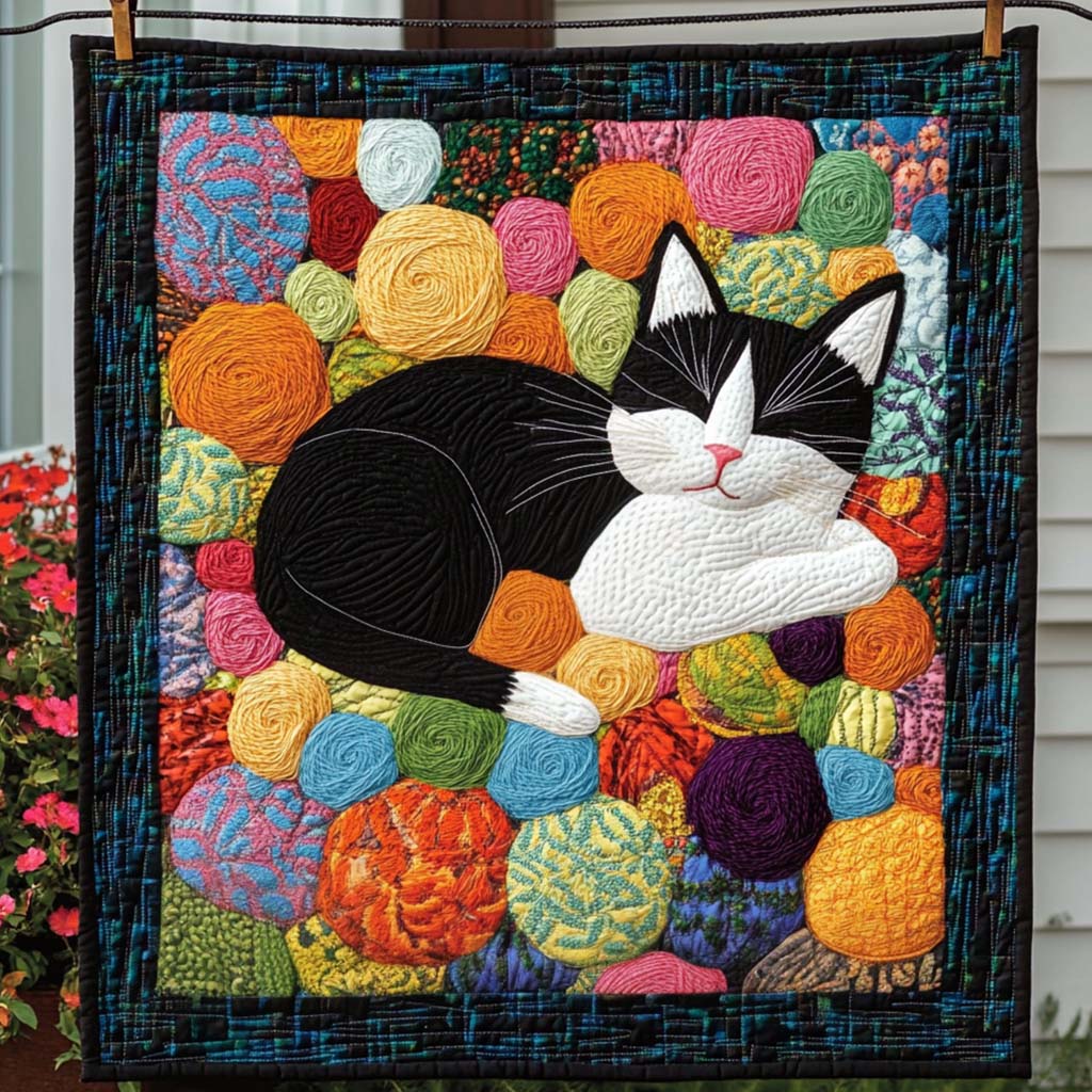 Cozy Yarn Dreams Quilted Blanket Presents For Cat Lovers