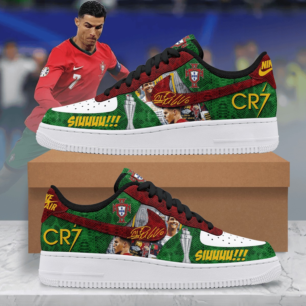 CR7 Siuuu AF1 Shoes Gifts For Soccer Fans