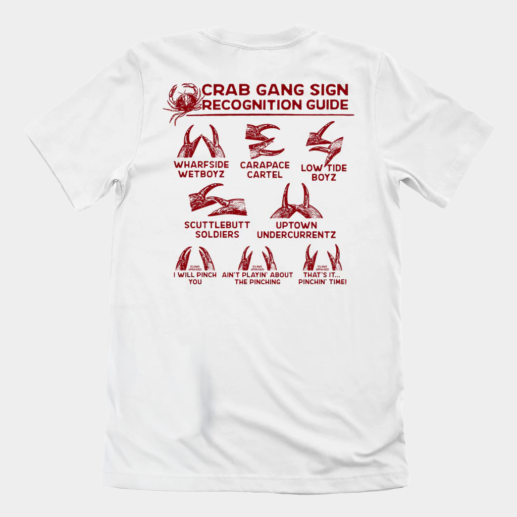 Crab Gang Sign Recognition Guide T-Shirt Gang Sign Parody Shirt Gifts For Husband