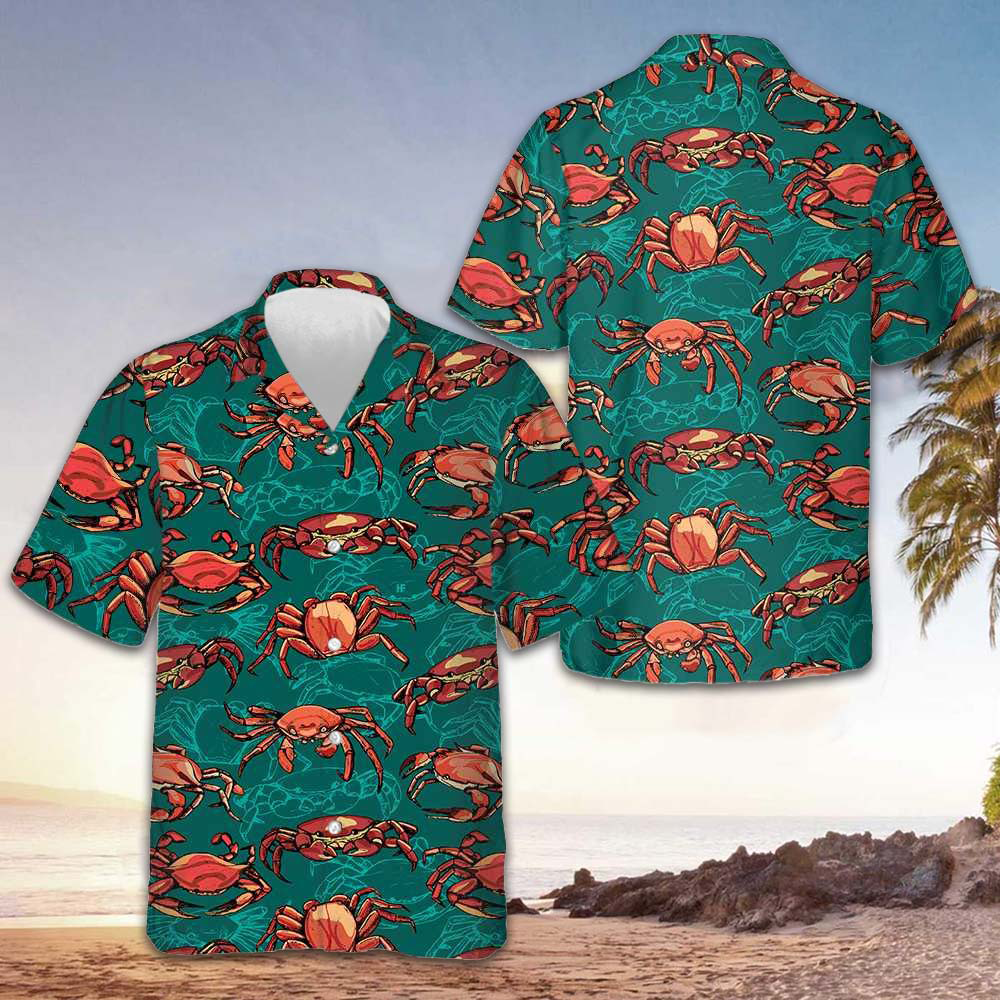 Crab Hawaiian Shirt Men's Button Down Shirts For Summer Gifts For Crab Lovers