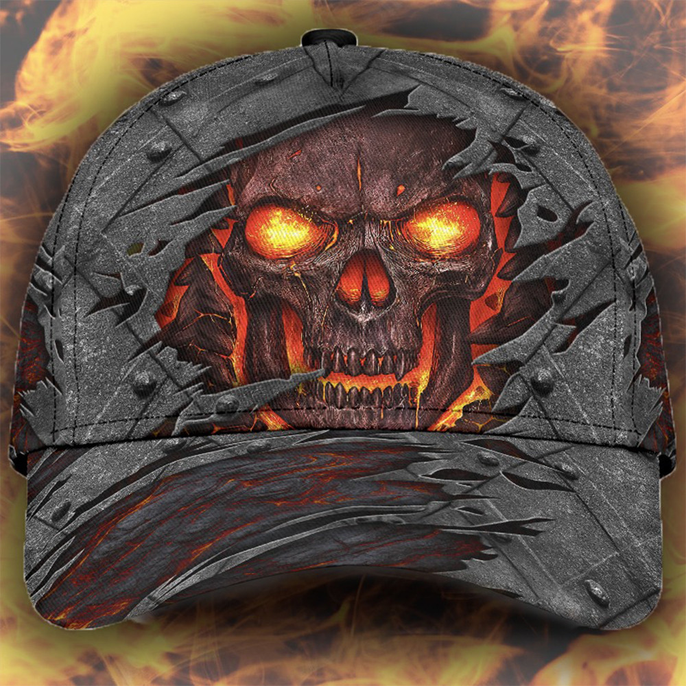 Cracking Lava Skull Hat Scary Horror Vintage Skull Cap Gifts For Boyfriend