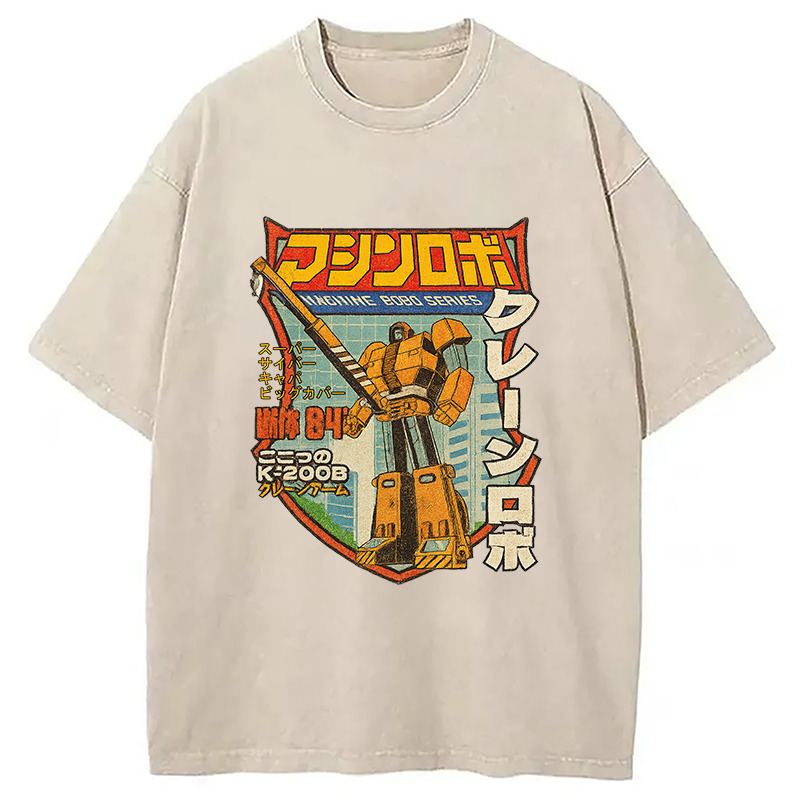 Crane Robo Washed T-Shirt Unisex Streetwear Graphic Style Gifts For Best Friend