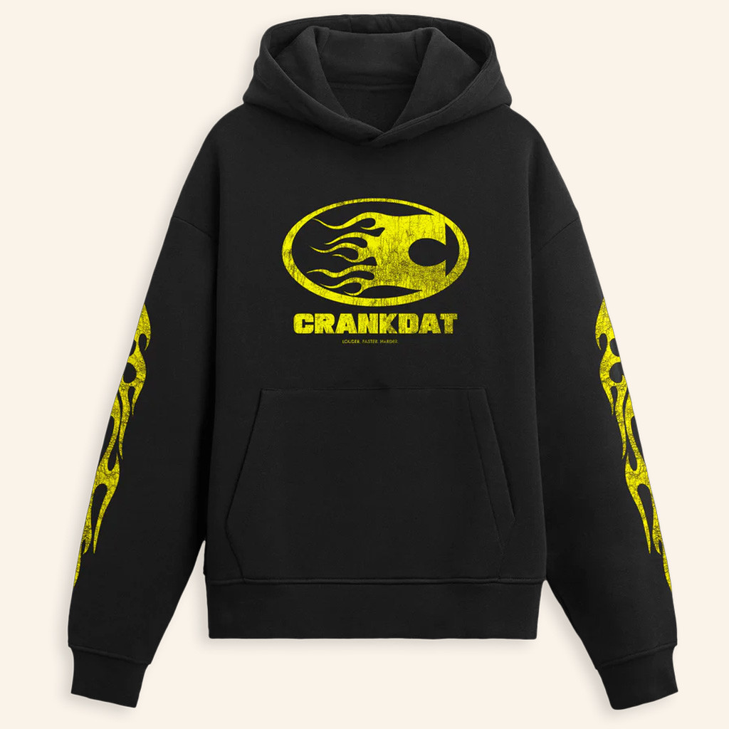 Crankdat Merch Flames Black Hoodie Cool Gifts For Music Lovers