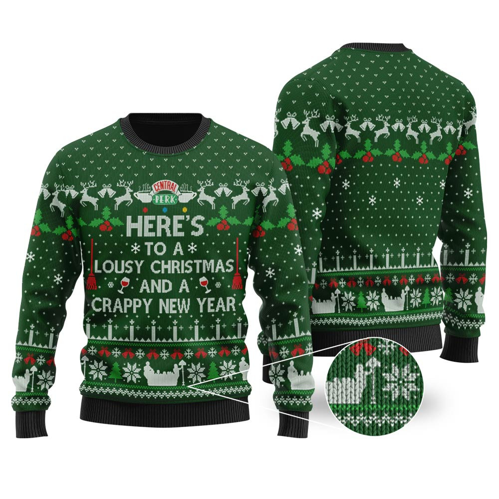 Crappy New Year Friends Christmas Sweater Green Unique Holiday Merch Gift for Home and Family
