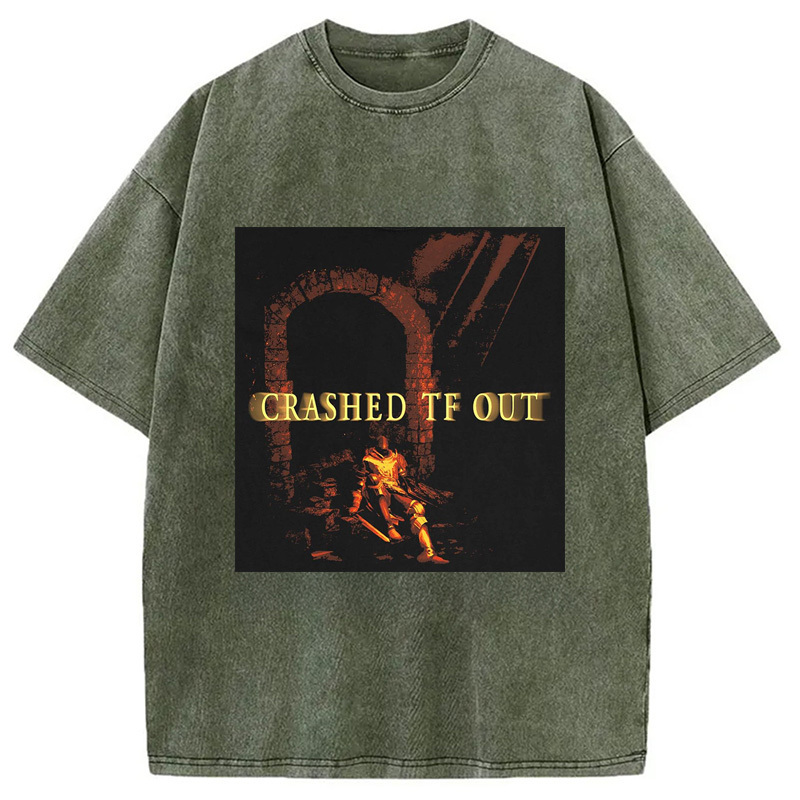CRASHED TF OUT Washed T-Shirt Casual Vintage Everyday Look Gifts For Him